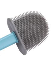 Toilet brush with a flexible silicone flat brush for cleaning the toilet bowl NJ-497 Blue with wall mounting, hinged brush 10 x 4.5 x 36 cm