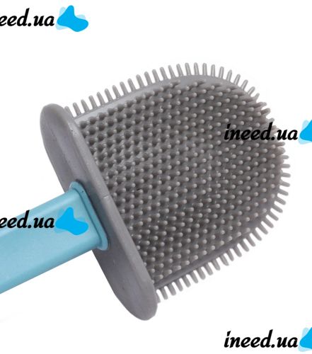 Toilet brush with a flexible silicone flat brush for cleaning the toilet bowl NJ-497 Blue with wall mounting, hinged brush 10 x 4.5 x 36 cm