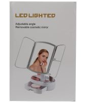Desktop Triple Mirror Led Lighted WX-810 with Backlight and Organizer for Storing Cosmetics, Cosmetic Rechargeable with Magnification Black