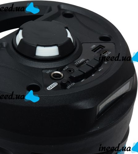 Бездротова Bluetooth колонка динамік SoonBox S4403 з LED підсвічуванням 10W і мікрофоном, акумуляторна блютуз акустика караоке USB SD FM AUX Чорна