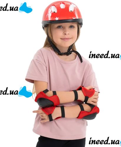 Children's Protection Kit 7in1 Kids Sport 44529 knee pads, elbow pads gloves and helmet for roller skating, Children's protection with bicycle helmet