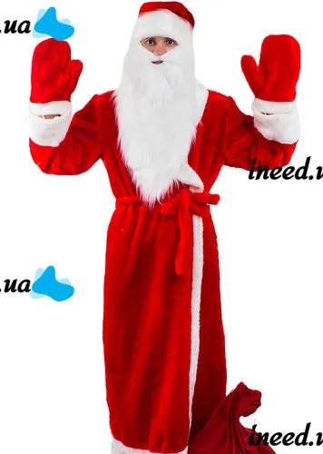 Original Santa Claus Adult New Year Costume for New Year, Universal Santa Claus Set Santa Claus Hat Fur Coat Belt Beard for Adults Red
