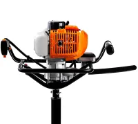 Бензиновый двухтактный мотобур GTM AG52H-D 52 см3 со шнеком для бурения земли, грунта и ям, земляной бензобур для сверления отверстий 52CC MD9680