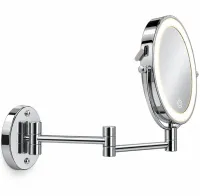 Frap F6108 20 cm Cosmetic Wall Mirror for Makeup and Shaving, Swivel Mirror with LED Lighting and 3× Magnification Wall Makeup Mirror M1002