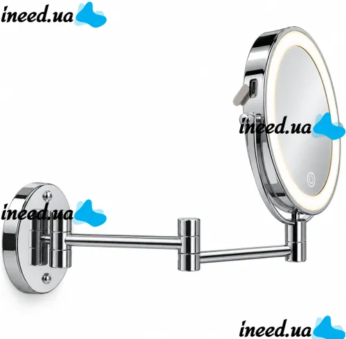 Frap F6108 20 cm Cosmetic Wall Mirror for Makeup and Shaving, Swivel Mirror with LED Lighting and 3× Magnification Wall Makeup Mirror M1002