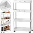 Floor narrow shelf organizer Bathroom Rack XYX-2020 on 4 tiers for kitchen and bathroom on wheels 40x22.5x90 cm, Bookcase MAG-740 4 levels White