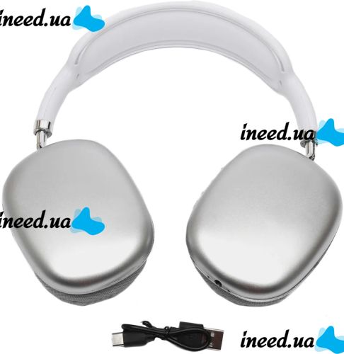 Накладные беспроводные наушники Bluetooth Macaron P9 Max с Aux, Полноразмерные блютуз стереонаушники со слотом карты памяти MicroSD, TF Card Белые