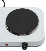 Domotec MS-5822 1000W desktop electric stove with 2 burners disc, Two-burner 1000W electric stove with 5-position thermostat White