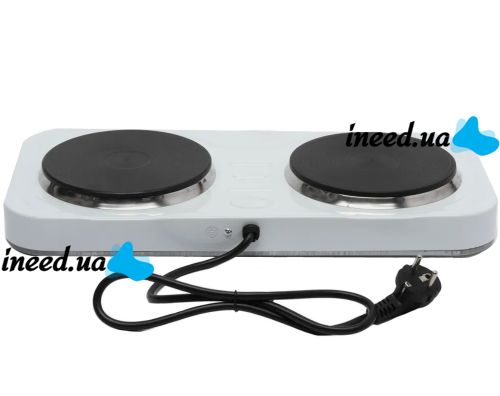 Domotec MS-5822 1000W desktop electric stove with 2 burners disc, Two-burner 1000W electric stove with 5-position thermostat White