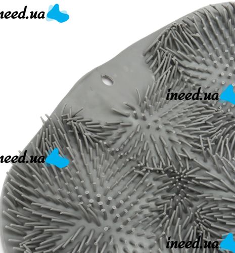 Silicone Massage Mat Cleaner Brush Shower Foot Scrubber Mat LY-379 Grey for Back and Legs with Suction Cups, Wall-mounted Non-slip Washcloth for Shower Grey