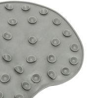 Silicone Massage Mat Cleaner Brush Shower Foot Scrubber Mat LY-379 Grey for Back and Legs with Suction Cups, Wall-mounted Non-slip Washcloth for Shower Grey