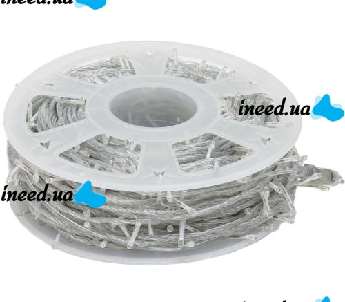 Новогодняя гирлянда роса 100 метров 1000 LED диодов с пультом Холодная белая IP44, светодиодная нить Xmas 8 режимов 100м от сети Холодный белый