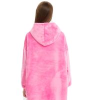 Толстовка-плед з капюшоном Huggle Hoodie Ultra Plush Blanket 2в1 унісекс оверсайз худі плюшевий плед з рукавами на флісі 74х110 см рожева