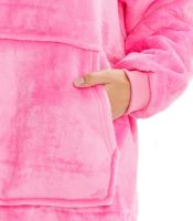 Толстовка-плед з капюшоном Huggle Hoodie Ultra Plush Blanket 2в1 унісекс оверсайз худі плюшевий плед з рукавами на флісі 74х110 см рожева