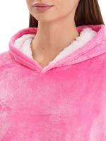 Толстовка-плед з капюшоном Huggle Hoodie Ultra Plush Blanket 2в1 унісекс оверсайз худі плюшевий плед з рукавами на флісі 74х110 см рожева