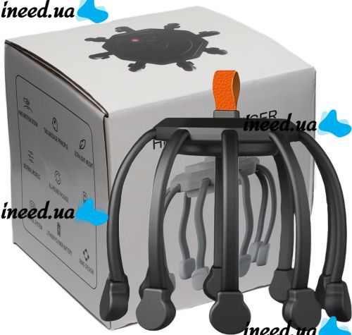 Аккумуляторный вибрационный массажер антистресс для головы Head Massager Octopus K108W48 с 3 режимами, Беспроводной вибромассажер осьминог на голову