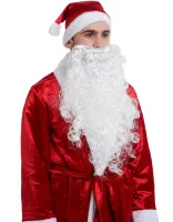Original Santa Claus Adult New Year Costume for New Year, Universal Santa Claus Set Santa Claus Hat Fur Coat Belt Beard for Adults Red