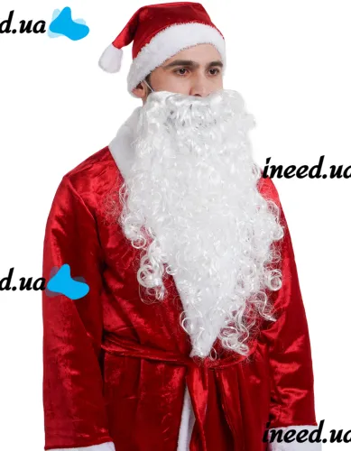 Original Santa Claus Adult New Year Costume for New Year, Universal Santa Claus Set Santa Claus Hat Fur Coat Belt Beard for Adults Red