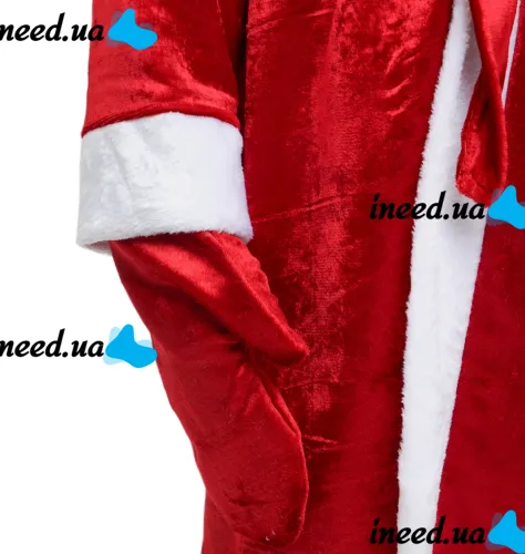 Original Santa Claus Adult New Year Costume for New Year, Universal Santa Claus Set Santa Claus Hat Fur Coat Belt Beard for Adults Red