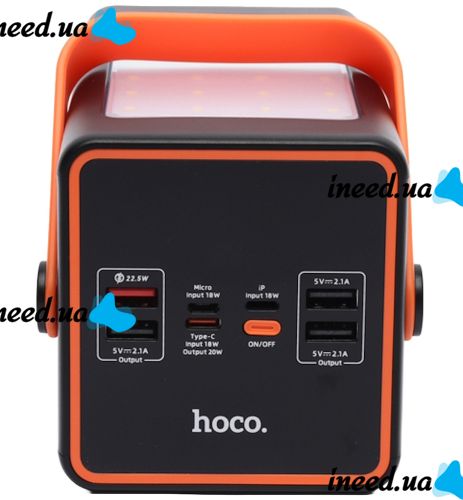 Portable Power Bank HOCO J107 90000 mAh 22.5W Flashlight External Battery Charger HOCO 4USB 1TYPE-C POVBANK 4USB 1TYPE-C for charging Black