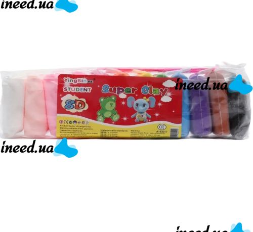 Solidifying plasticine Super Clay A1435D 12 colors for modeling and modeling figures, A set of air modeling with blades Worison BK-1012 for children