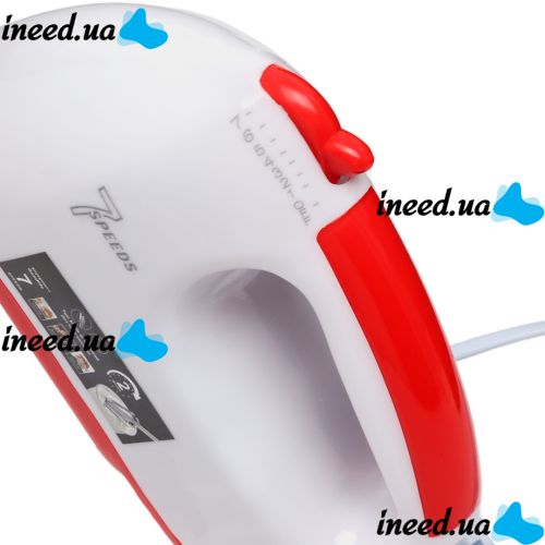 Ручний кухонний міксер Domotec R-6633W 260W для замішування і збивання тіста з 2 видами насадок, тістоміс Домотек R. 6633w 7 швидкостей від мережі