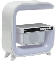 Настільна смарт лампа нічник RGB XM-G3 акумуляторний з бездротовою зарядкою 15W і Bluetooth колонкою, Блютуз колонка G3 з підсвічуванням Біла