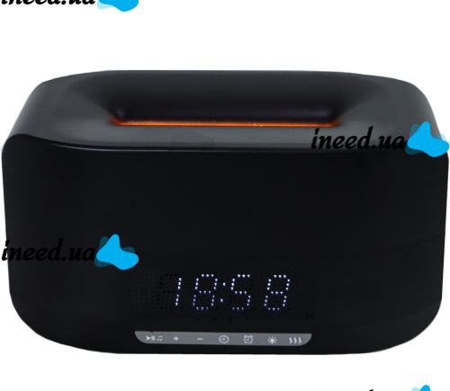 Ультразвуковий зволожувач повітря RGB Flame Aroma Humidifier H115A з ефектом полум'я Bluetooth колонка з LED годинами Аромадифузор нічник з пультом