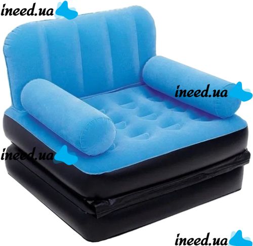 Inflatable single transformer chair Bestway 67277 up to 160kg with reclining back and armrest, single sofa bed 191x97x64 cm for relaxation