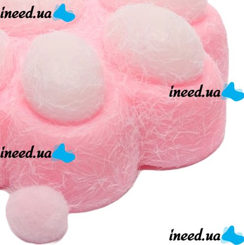 Силіконова іграшка антистрес сквіш котяча лапка Squishy Toys з ворсинками для рук, Дитяча м'ялка лапа кота Моті Каваї з кульками 2410-4 для дітей