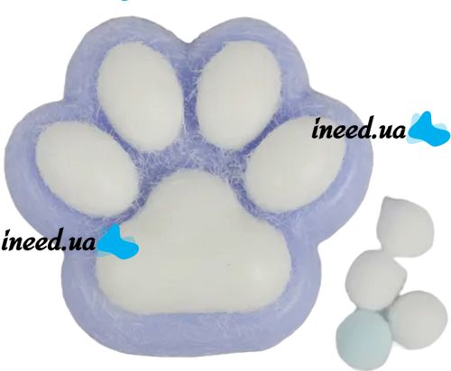 Силіконова іграшка антистрес сквіш котяча лапка Squishy Toys з ворсинками для рук, Дитяча м'ялка лапа кота Моті Каваї з кульками 2410-4 для дітей