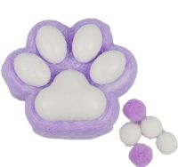 Силіконова іграшка антистрес сквіш котяча лапка Squishy Toys з ворсинками для рук, Дитяча м'ялка лапа кота Моті Каваї з кульками 2410-4 для дітей