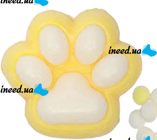 Силіконова іграшка антистрес сквіш котяча лапка Squishy Toys з ворсинками для рук, Дитяча м'ялка лапа кота Моті Каваї з кульками 2410-4 для дітей