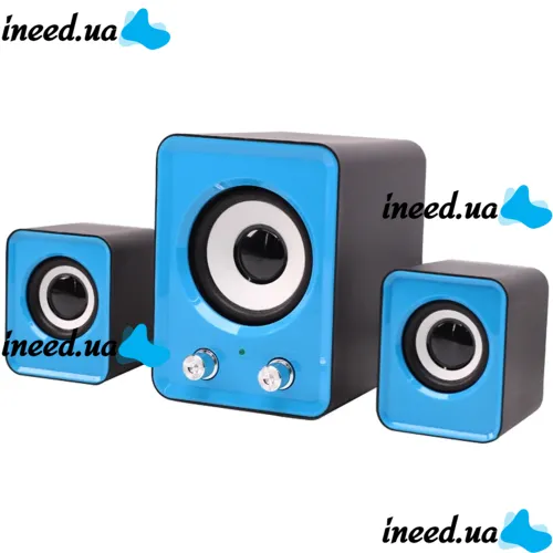 Speaker Mini FT-202 2.1 PC Music Computer Speakers, Speaker System with Subwoofer and 9W Satellites from USB Mini-jack 3.5mm Blue