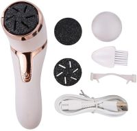 Callus Remover Y2023-1 cordless pumice stone for heel cleaning and callus removal, Grinding file with 2 attachments for removing rough skin White
