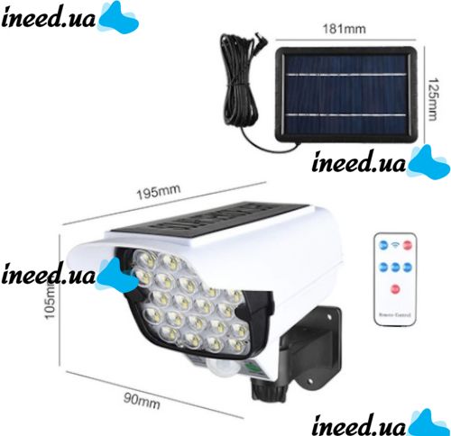 Уличный светодиодный фонарь муляж в виде камеры Solar Light JLP-2177 с датчиком движения на солнечной батарее Мини камера обманка лампа с пультом ДУ