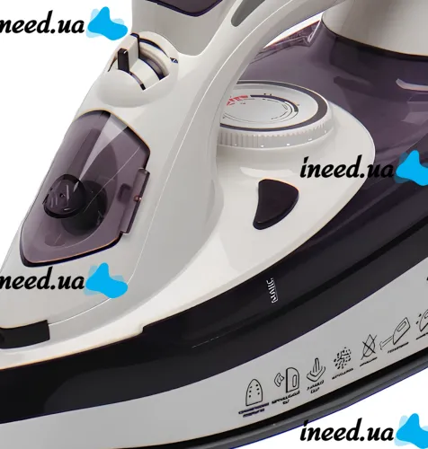 Operatec OP-1005 2200W handheld steam iron with ceramic soleplate and steam regulator for ironing and steaming clothes from mains Purple