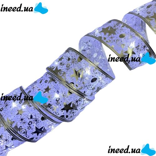 LED garland in the form of a ribbon LaceShine cold white 5 meters with a pattern of snowflakes on batteries, tape 5m 50 LED diodes Cold white