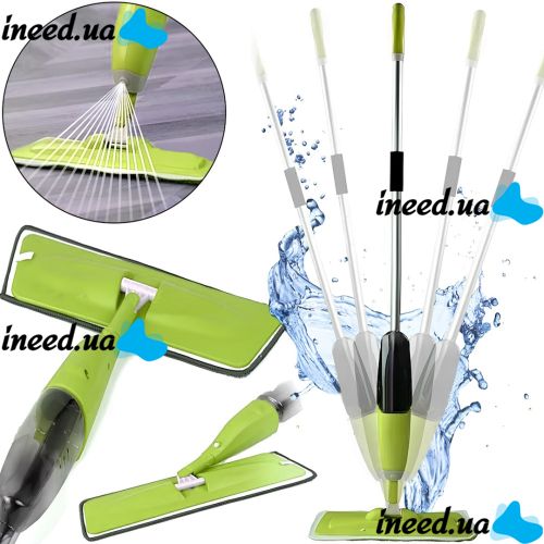 Швабра з розпилювачем і ємністю для води Healthy Spray MOP 350 мл портативна швабра спрей з насадкою з мікрофібри для прибирання та миття підлоги Зелена