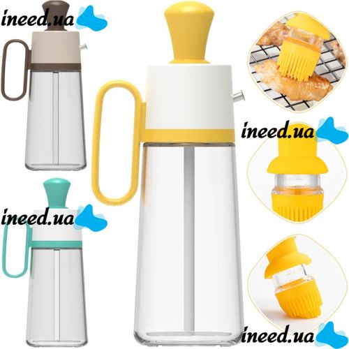 Кухонний дозатор для масла з пензликом Oil Dispenser 2 в 1 скляна пляшка для рідин багатофункціональний диспенсер для рідких продуктів 550 мл