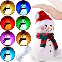 Дитячий настільний нічник Сніговик Snowman силіконовий світлодіодний RGB світильник, бездротова новорічна LED лампа 7 режимів на акумуляторі USB