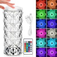 Настільна лампа нічник Crystal Rose сенсорний світлодіодний RGB LED світильник троянда з пультом, проекційний торшер кристал USB Charging Touch Lamp