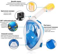 Full-face Mask L/XL for Scuba Diving Free EasyBreath with GoPro Camera Mount, Panoramic Mask for Snorkeling, Diving Easy Breath