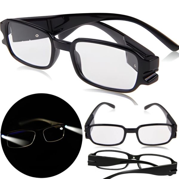 Увеличительные светодиодные Очки Для Чтения Multi Strength Reading Glasses с двойной подсветкой, Универсальные очки с фонариком Черные