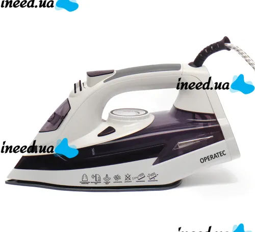 Operatec OP-1005 2200W handheld steam iron with ceramic soleplate and steam regulator for ironing and steaming clothes from mains Purple