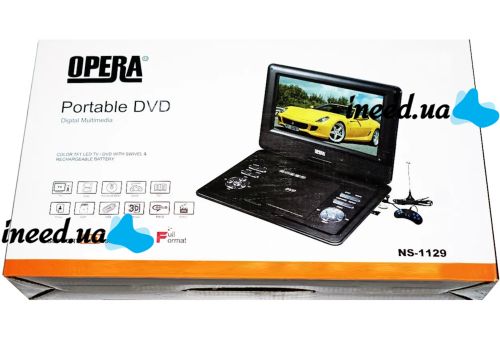 Цифровий автомобільний DVD програвач Opera NS-1129 11 " портативний поворотний плеєр DVD-книга з пультом ДУ, джойстиком TV USB SD OP-1129