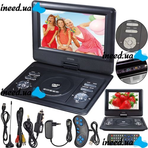Цифровий автомобільний DVD програвач Opera NS-1129 11 " портативний поворотний плеєр DVD-книга з пультом ДУ, джойстиком TV USB SD OP-1129