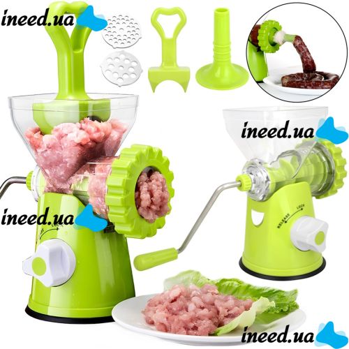 Ручна м'ясорубка Multfunction Mincer RF706 4 в 1 кухонний подрібнювач з насадками для фаршу, ковбаси і сосисок, Механічна м'ясорубка PS-323