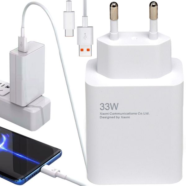 Сетевое зарядное устройство Xiaomi 33W Power Adapter Suit адаптер USB Type-C блок питания с быстрой зарядкой Mi Turbo для телефона 33В Белый