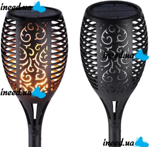 Садовий ліхтар з ефектом полум'я Solar Flame Led Light XF-6017 52 см водонепроникний вуличний LED світильник факел на сонячній батареї XF6017